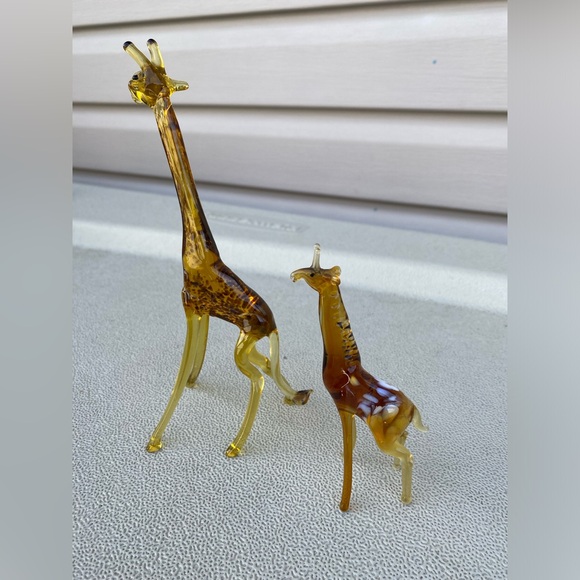 Russian Hand Blown Art Glass Giraffes Figures Mom and Baby - Picture 3 of 10